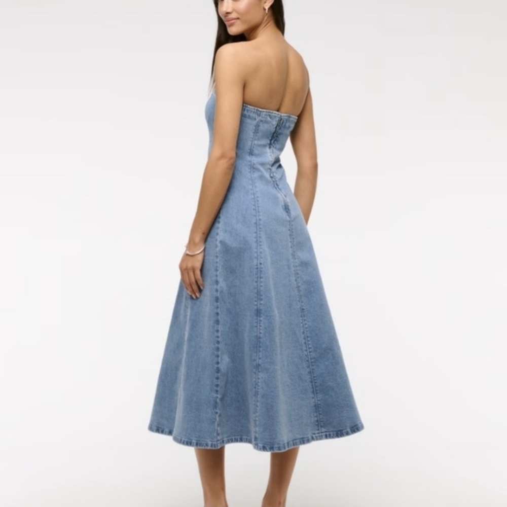The A&F Mila Strapless Denim Midi Dress size xxl tall - Picture 3 of 3